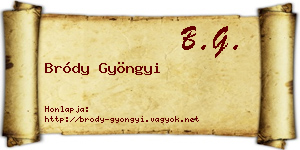 Bródy Gyöngyi névjegykártya